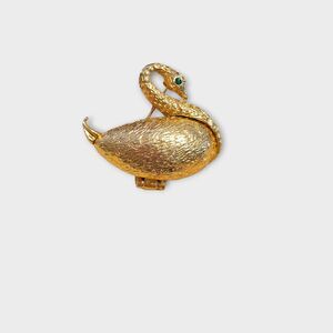 Vintage Swan Locket Brooch